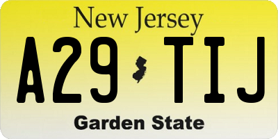 NJ license plate A29TIJ