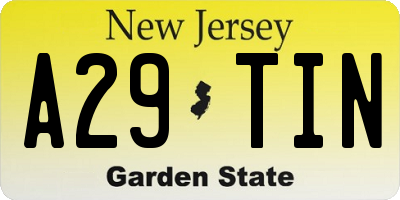NJ license plate A29TIN