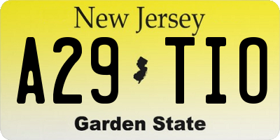 NJ license plate A29TIO
