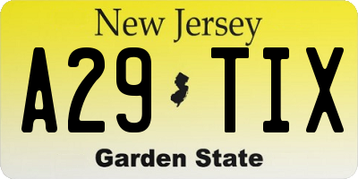 NJ license plate A29TIX