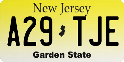 NJ license plate A29TJE