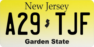 NJ license plate A29TJF