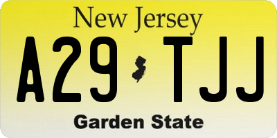NJ license plate A29TJJ