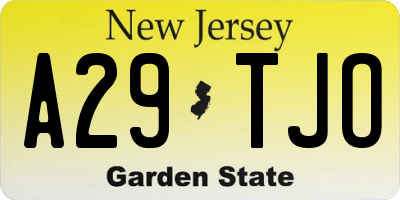 NJ license plate A29TJO