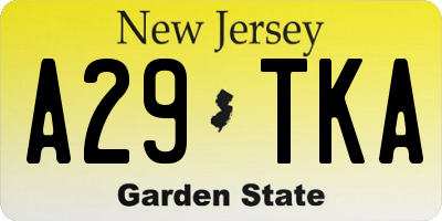 NJ license plate A29TKA