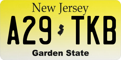 NJ license plate A29TKB