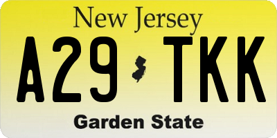 NJ license plate A29TKK