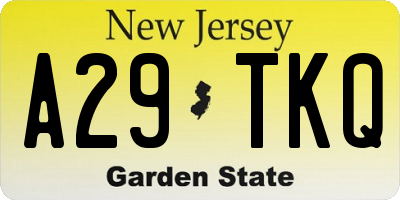 NJ license plate A29TKQ