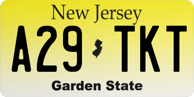 NJ license plate A29TKT