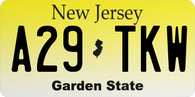 NJ license plate A29TKW