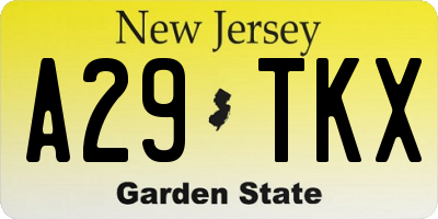 NJ license plate A29TKX