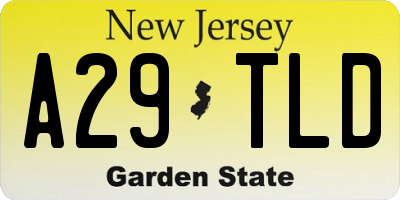 NJ license plate A29TLD