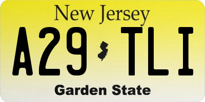 NJ license plate A29TLI