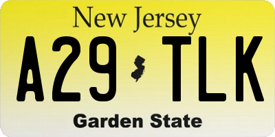NJ license plate A29TLK