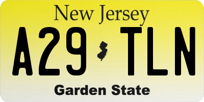 NJ license plate A29TLN