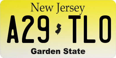 NJ license plate A29TLO