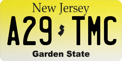 NJ license plate A29TMC