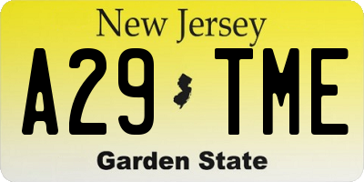 NJ license plate A29TME