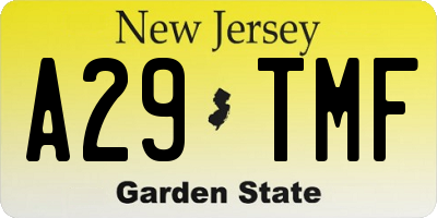 NJ license plate A29TMF