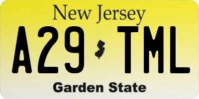 NJ license plate A29TML