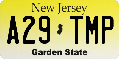NJ license plate A29TMP