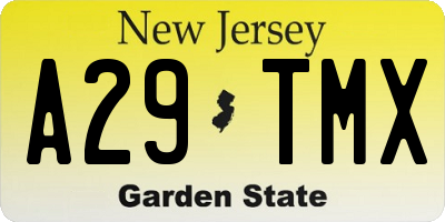 NJ license plate A29TMX