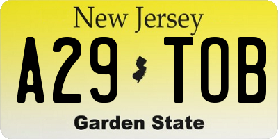 NJ license plate A29TOB