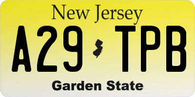 NJ license plate A29TPB