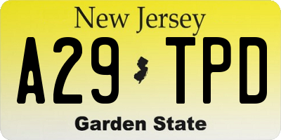 NJ license plate A29TPD