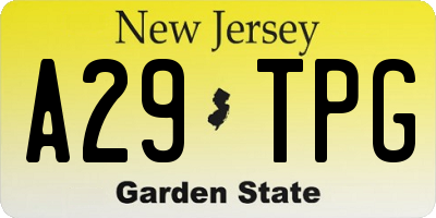 NJ license plate A29TPG