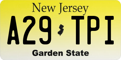 NJ license plate A29TPI