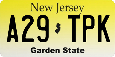 NJ license plate A29TPK