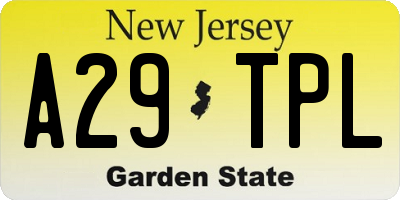 NJ license plate A29TPL