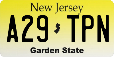 NJ license plate A29TPN