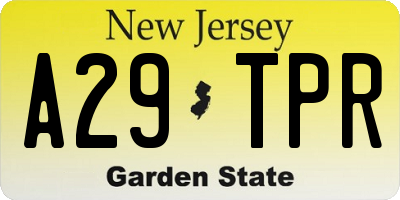 NJ license plate A29TPR
