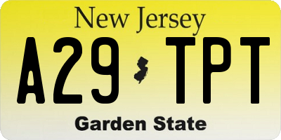 NJ license plate A29TPT