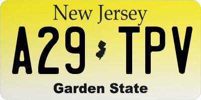 NJ license plate A29TPV