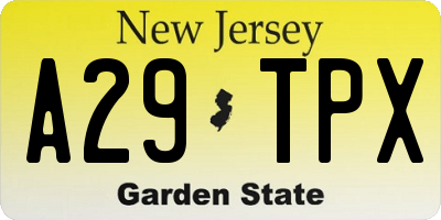 NJ license plate A29TPX