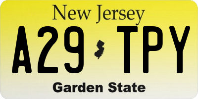 NJ license plate A29TPY