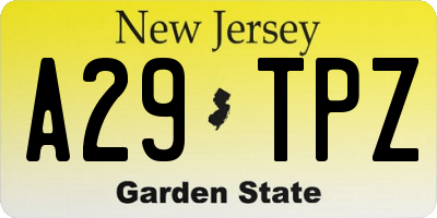 NJ license plate A29TPZ