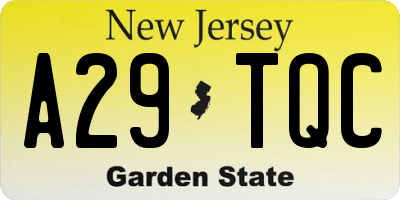 NJ license plate A29TQC