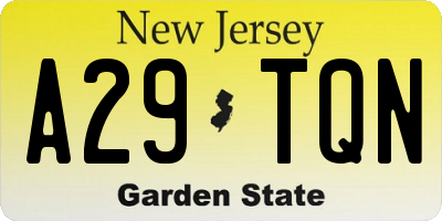 NJ license plate A29TQN