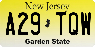 NJ license plate A29TQW