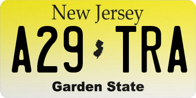 NJ license plate A29TRA