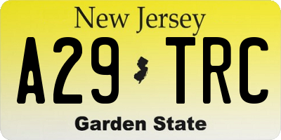 NJ license plate A29TRC