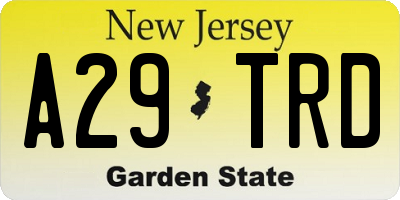 NJ license plate A29TRD