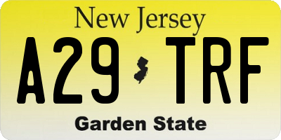 NJ license plate A29TRF