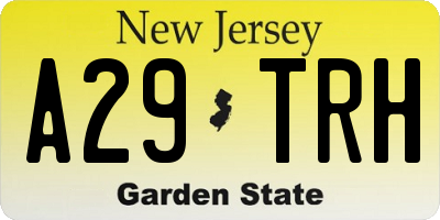 NJ license plate A29TRH