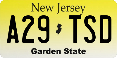 NJ license plate A29TSD