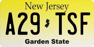 NJ license plate A29TSF